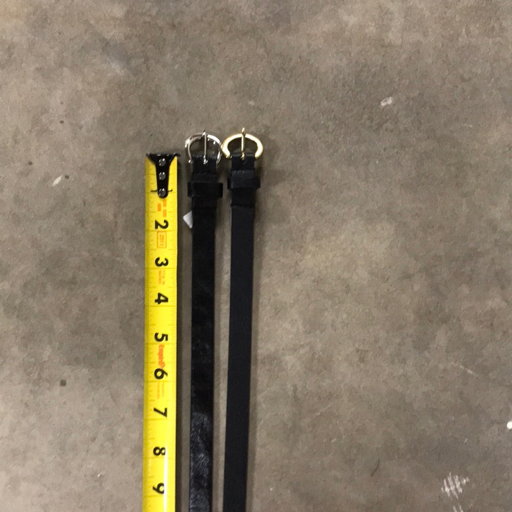Black belts, matte and satin leather